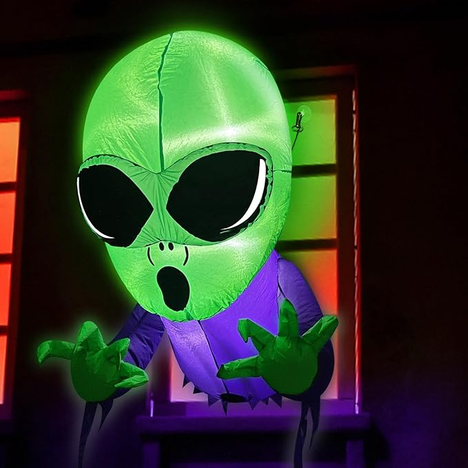 TURNMEON 4 Ft Halloween Inflatables Outdoor Decorations Alien Broke Out from Window with Built-in LED Blow Up Inflatable for Scary Halloween Decoration Party Home Indoor Outside Yard Garden Lawn Decor
