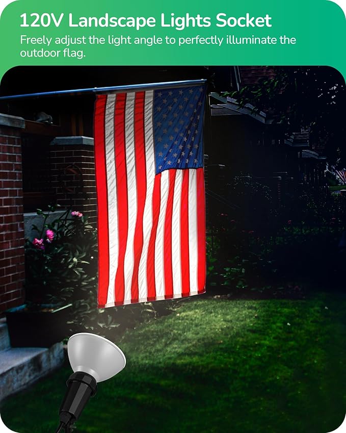 EDISHINE Halloween Spotlights Outdoor with 6FT Cord, 120V Weatherproof Outdoor Flood Stake Lights, E26 Base PAR38 Bulb Plug in Flood Light Socket for Holiday, Patio, Yard, Flag, UL Listed, 2 Pack