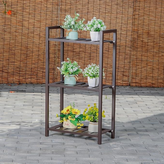 Plant Stand for Versatile Decor - Indoor/Outdoor Aluminum Stand with 300 LBS Strength, Sized L21.6 x W11.8 x H38.5 inch - Perfect for Patios, Gardens, Living Rooms