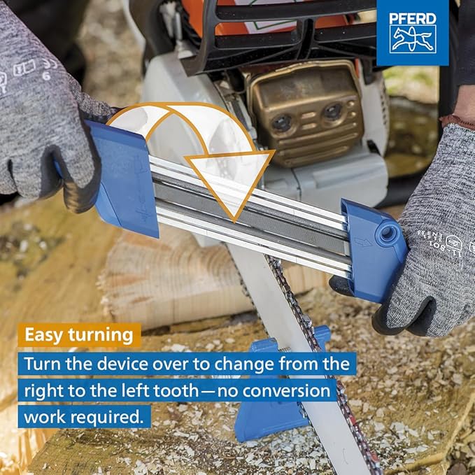 Pferd CS-X Chainsaw Chain Sharpener, 5/32” File for 3/8” Low Profile Chains, 2-in-1 Chainsaw Sharpener and Depth Gauge Tool, Easy Handheld Chain Sharpening (Pack of 1) - Part 17300