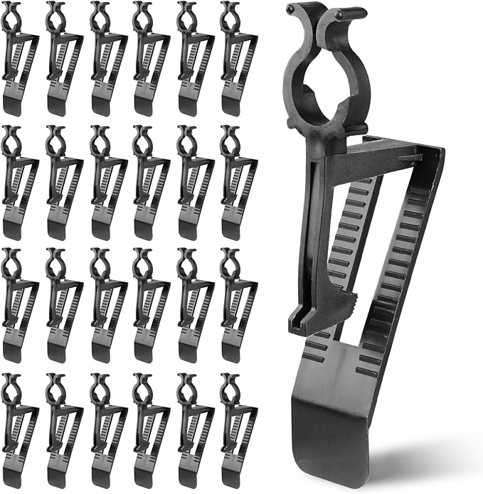 Universal Christmas Lights Shingle Clips, 100 Count All in One Gutter Clips, Shatterproof All Purpose for C7/E12, C9/E17, Mini String, Rope Lights, Christmas Decorations, Black