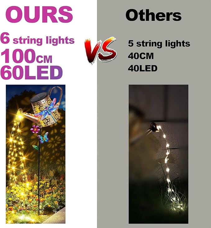 Solar Lights Outdoor Decorative, 39.4'' Metal Solar Watering Can Lights with Dragonfly, Waterproof Garden Stake Lights for Yard Lawn Patio Pathway Landscape, Gardening Gifts for Mom Grandma Women