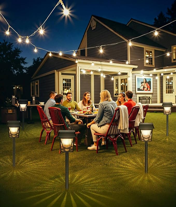 Solar Pathway Lights Outdoor, 6 Pack IP66 Waterproof Garden Solar Lights, 1500mAh Auto On/Off Yard Landscape Walkway Lighting, Black