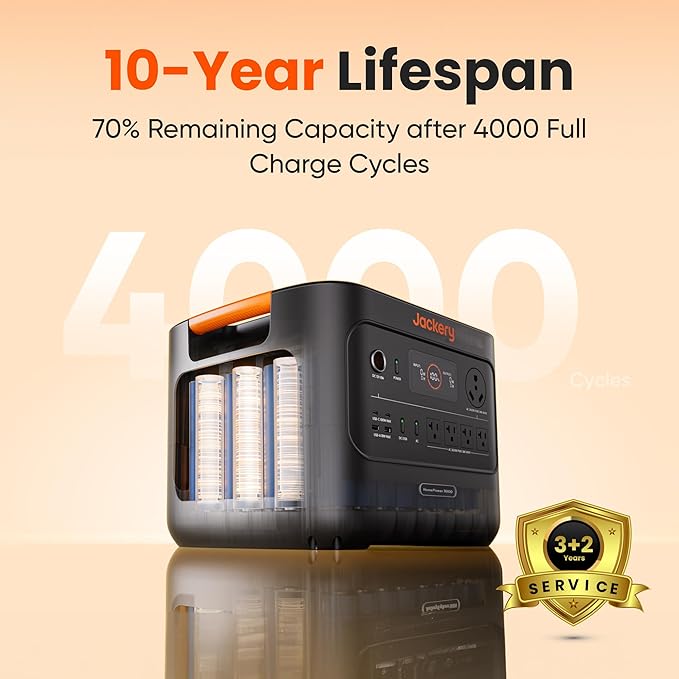 Jackery HomePower 3000 Portable Power Station with 4x 100W Prime Solar Panels, 3600W (Surge 7200W) Output, 3072Wh LFP Battery Solar Generator, Essential Backup for Home Use, RV, Emergencies