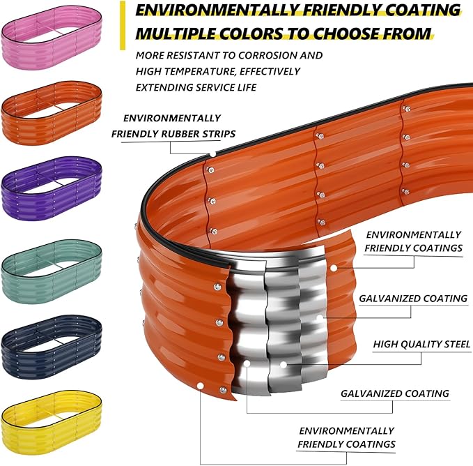 Galvanized Metal Planter Raised Garden Bed Kit for Gardening Outdoor,6x3x2ft Planter Grow Garden Box Raised Flower Bed,Long Vegetable Clearance Herb Raised Garden Beds for Container Gardening
