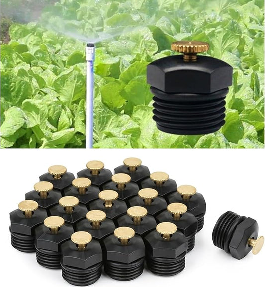 20 Pcs Garden Irrigation 1/2" Misting Nozzles Adjustable Garden Lawn Watering 360° Misting Sprinkler Heads Mister Nozzle Micro Spray Emitter for Garden Lawn Irrigation System