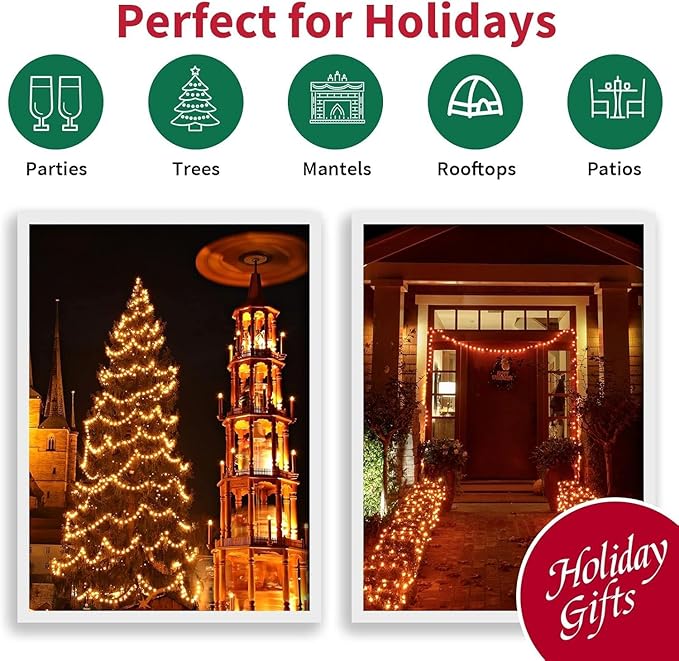 33ft Halloween Decorative Mini Lights, 100 LED Transparent Wire Fairy Starry String Lights Plug in, 11Lighting Modes, for Halloween Decoration Outdoor Xmas Tree Party Decoration (Orange)