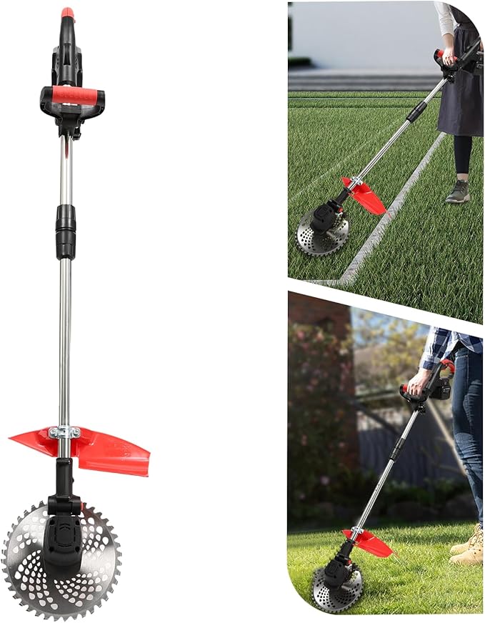 Electric Weed Wacker Eater Cordless, 21V Lightweight No-String Weed Trimmer with 2x3000mAh Batteries 3 in 1 Stringless Grass Trimmer/Edger/Brush Cutter with 3 Types Blade for Garden Yard Lawn