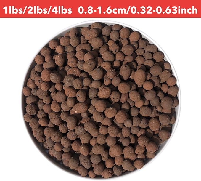2Lbs Leca Expanded Clay Pebbles, 8-16mm Expanded Clay Aggregate, Natural Clay Pebbles for Hydroponic & Aquaponics Growing, Orchid Potting Mix, Hydroponics Supplies for Indoor Garden Plants