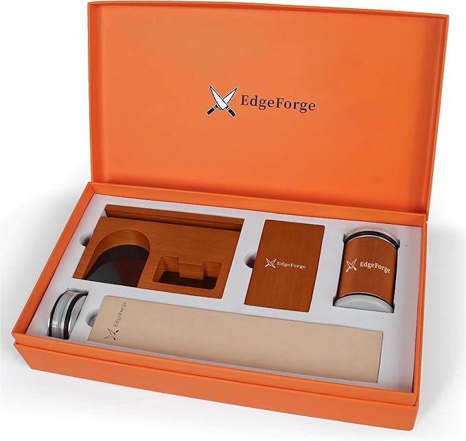 Rolling Knife Sharpener Set with Two Extra Disc, Leather Strop and Stand - Elegant Gift for Chefs & Cooks - Knife Sharpening Kit for Kitchen & Pocket Knives