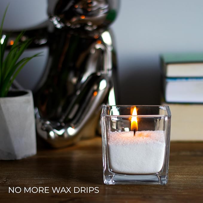 CANDWAX Pearled Candle Wax Sand 16 Oz (450g) - Gift Candle Powder - Plant-Based Smokeless Dripless Candle Unscented - Refillable Candle Pearls with 30 Wicks and a Reusable Glass Container