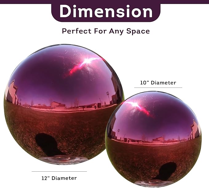Lily's Home 10" Diameter Stainless Steel Gazing Globe Mirror Ball, Colorful and Shiny Addition to Any Garden or Home, Ideal As a Housewarming Gift, Sparking Red