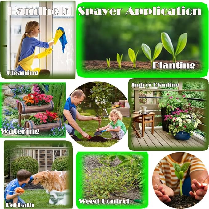 Garden Sprayer 2 Pack, Handheld Garden Pump Sprayer, 50 oz Gallon Lawn & Garden Pressure Water Spray Bottle with Adjustable Brass Nozzle, for Plants and Other Cleaning Solutions(1.5L Grey)