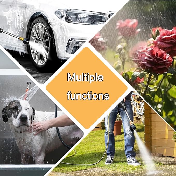 Cordless Pressure Washer with Collapsible Bucket, 300PSI Portable Electric Powered Washer, 6-in-1 Nozzle Car Battery Powered Pressure Washer Handheld for Car/Fence/Garden/Floor/Yards Cleaning