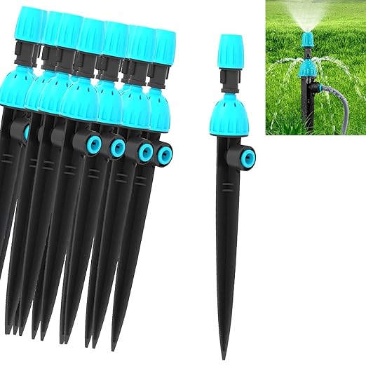 URANT15Pack 2 in 1 Drip Irrigation Transmitter and Atomizing Nozzle for 1/4 Inch Drip Irrigation Pipe, Adjustable 360 Degree Flow Irrigation Dropper for Garden Irrigation Systems