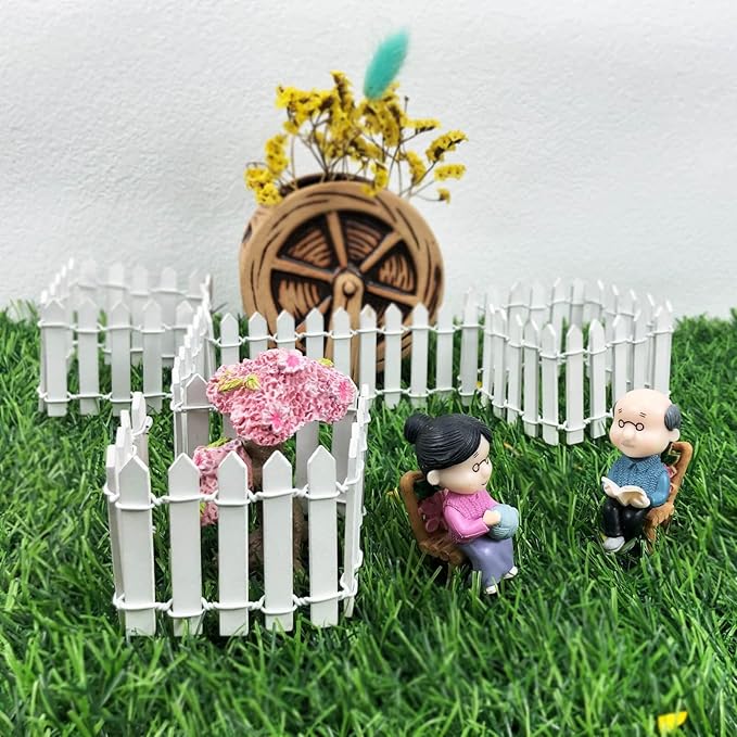 Miniature Fairy Garden Fence 35 Inches,Fairy Garden Accessories Outdoor Wood Picket Fence,DIY Flowerpot Decoration, Miniature Garden Decoration