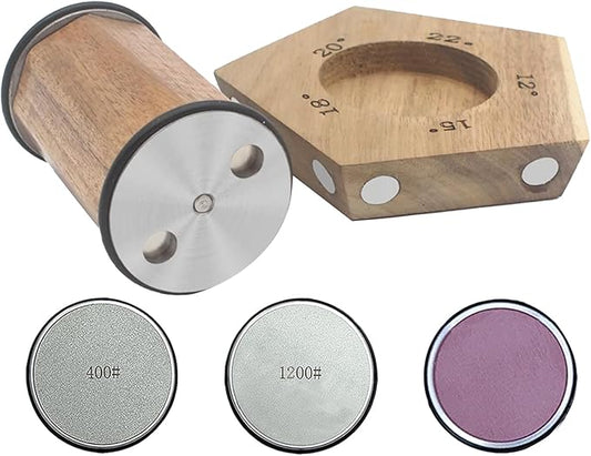 Acacia Rolling Knife Sharpener with 2 Diamond discs and Corundum disc, Rolling Knife Sharpener Kit with 5 Magnetic Angle Offer 12/15/18/20/22°