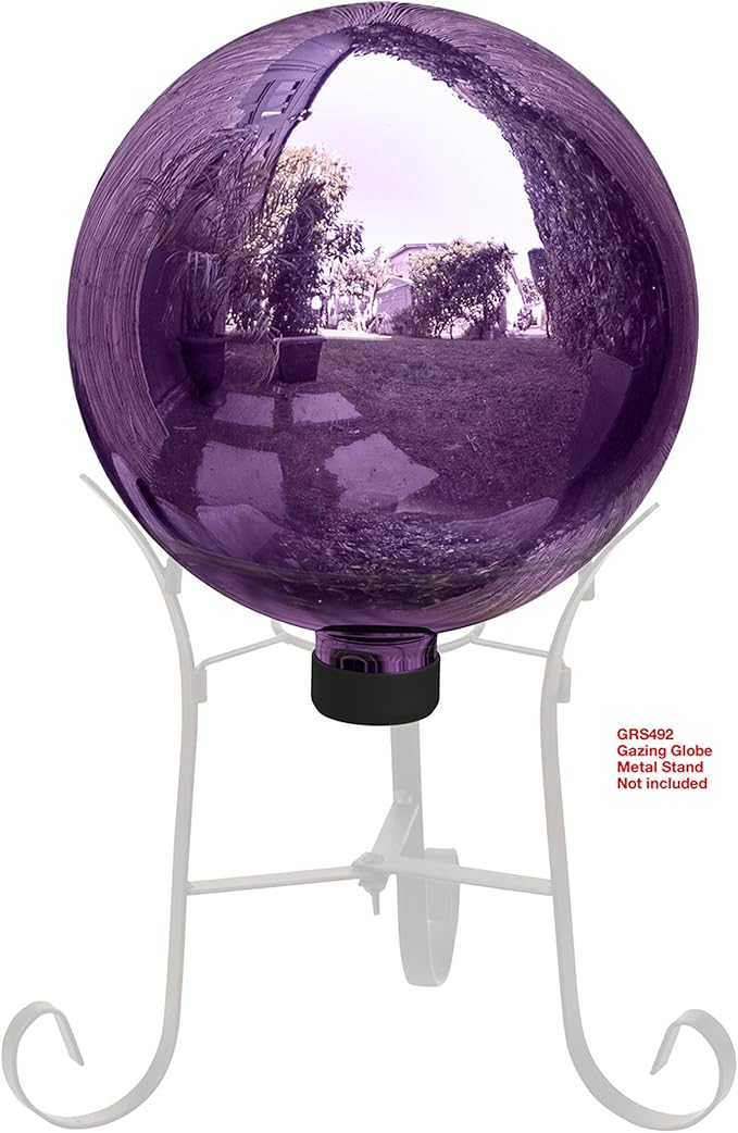 Alpine Corporation 10" Diameter Indoor Outdoor Glass Gazing Globe Garden Decor, Purple