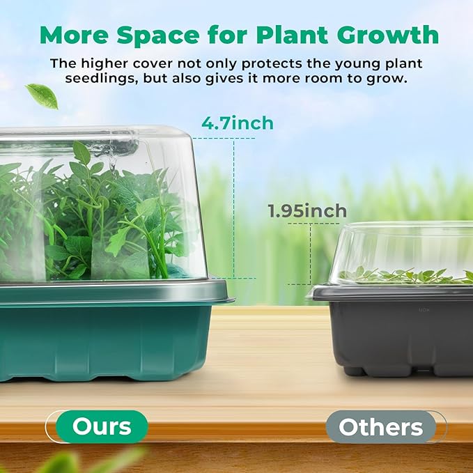 Seed Starter Tray, Seed Starter Kit with Grow Lights and Heat Mat, 96-Cell Seed Growing Tray, Seed Starting Trays Plant Starter Kit and Base, Indoor Gardening Plant Germination Trays (2)