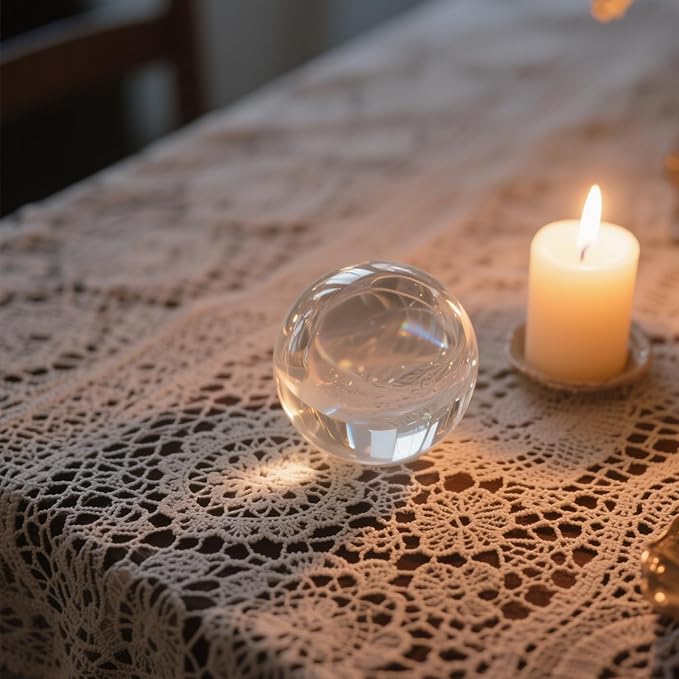 Crystal Ball, Glass Balls, Decorative Balls, Clear Crystal Ball with Wooden Stand, K9 Glass Ball for Home Decoration, Photography, FengShui,Fortune Teller Accessories (120mm)