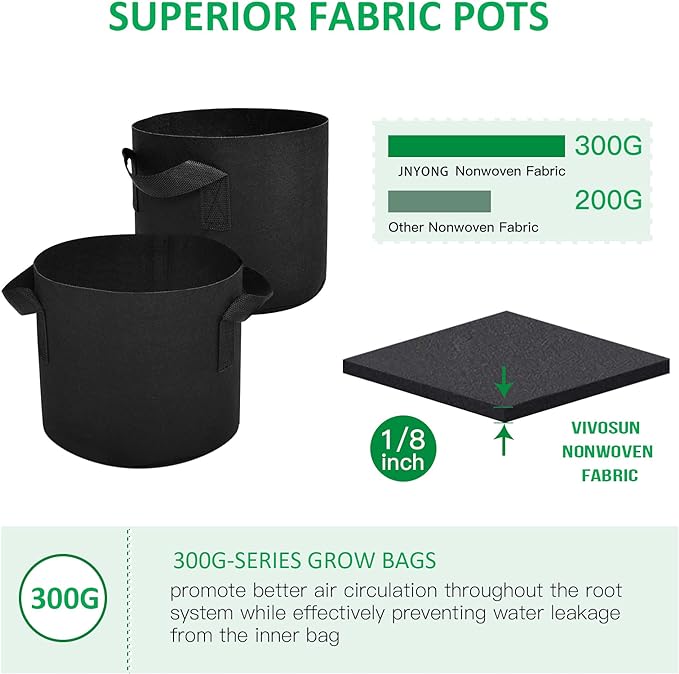 12-Pack 1 Gallon Thickened Non-Woven Grow Bags, Aeration Fabric Pots with Handles