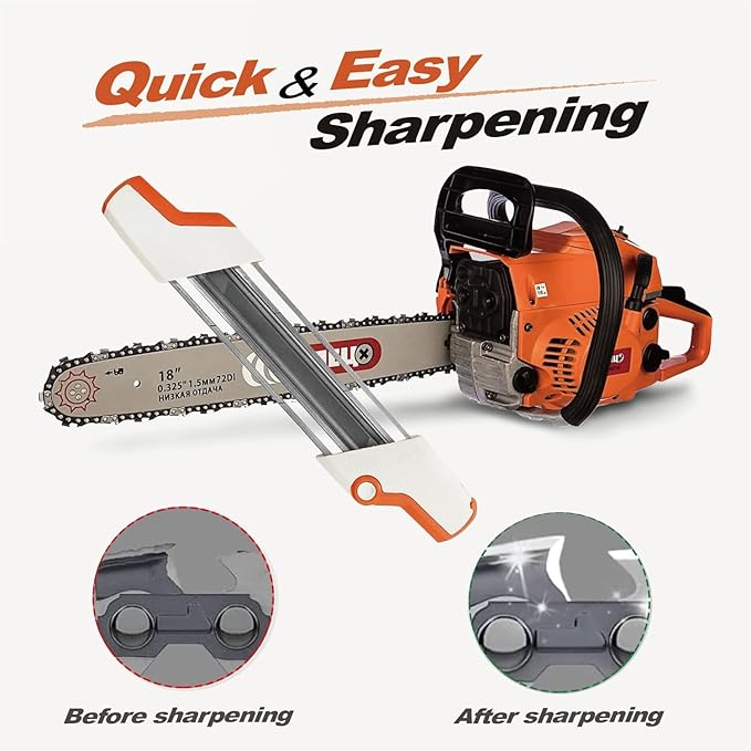 2-in-1 Chainsaw Sharpener with Pitch 3/8" (0.375”), File Diameter 5/32" (4.0 mm), Easy File Chain Saw Sharpener Tool, Replaces 56057504303