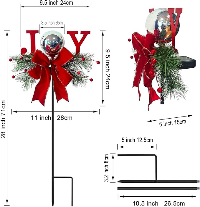 Christmas Outdoor Waterproof Solar Lights 3D Glass Ball Fireworks Lighting Garden Stakes Decor Suitable for Gardens Courtyards Lawns Christmas Decor and Thanksgiving Gifts