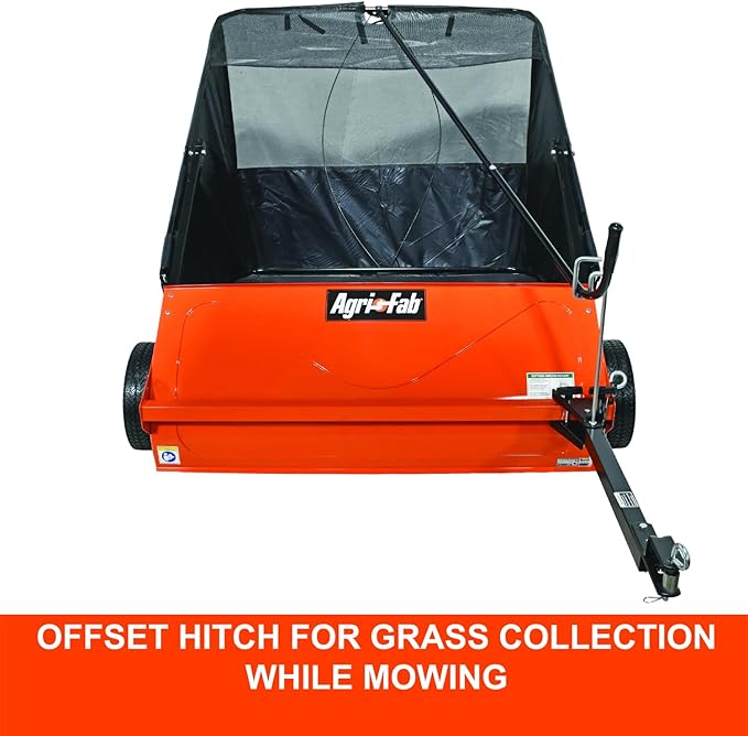 Agri-Fab 45-0492 44" Tow-Behind Lawn Sweeper, 28 cu. ft Hopper Bag Capacity; Leaf & Grass Catcher, with Adjustable Brush Height and Dump From Seat Handle