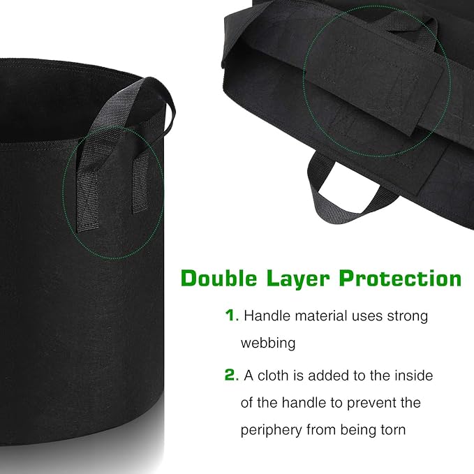 12-Pack 20 Gallon Grow Bags Heavy Duty Thickened Nonwoven Fabric Pots with Durable Handles