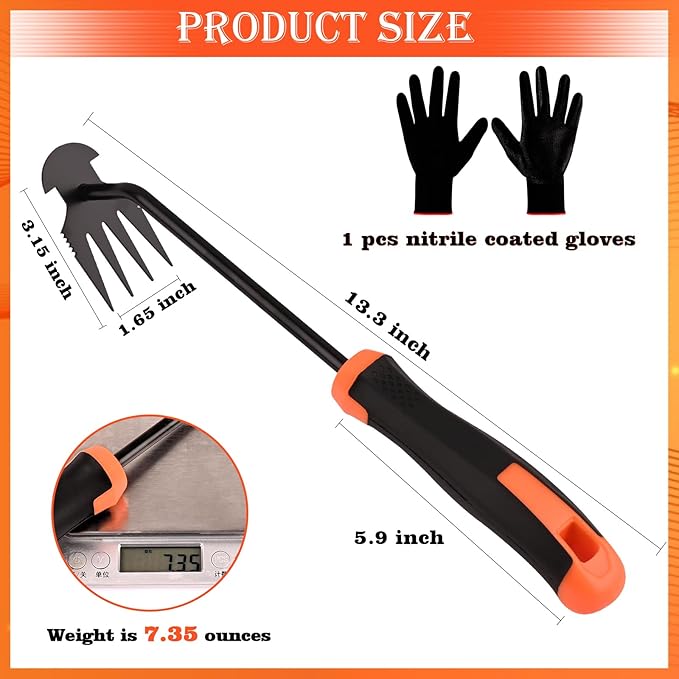 Weed Removal Tool, Portable Garden Weeder Tool,2024 New Manganese Steel Weed Puller Tool with Rubber Handle for Vegetable Gardening Garden Yard Farm Farm Planting & Uprooting Weeding Tool (Black)