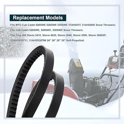 754-04195 954-04195A Auger Drive Belt Snow blowers Replacement 1/2"x 37" for MTD Troy Bilt Cub Cadet 954-04195 754-04195A