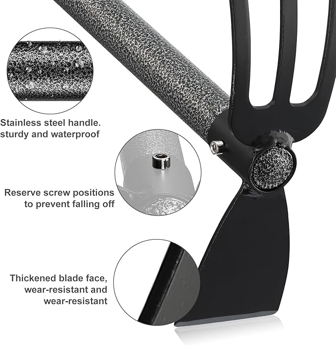 Cultivator Hoe Garden Tool, 45 inch Stainless Steel Long Handle Heavy Duty Gardening Tools,Extended Reach Double Hoes Suitable for Digging Loosening