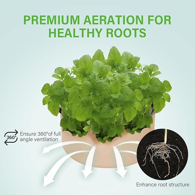 iPower 5-Pack 20 Gallon Plant Grow Bags Thickened Nonwoven Aeration Fabric Pots Heavy Duty Durable Container, Strap Handles for Garden, Tan