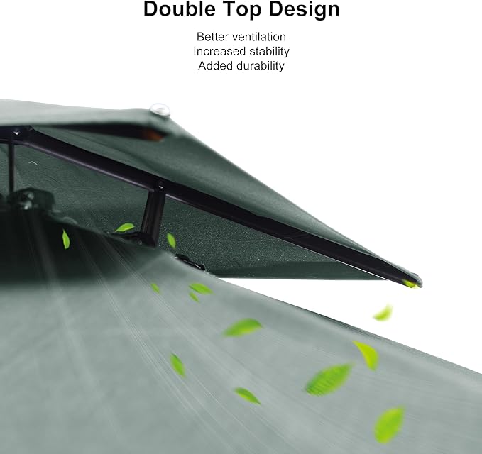 PURPLE LEAF 9' x 12' Cantilever Patio Umbrella Outdoor Umbrella with 280lbs Base Large Rectangular Windproof Offset Umbrella for Pool Deck Garden, Mint Green