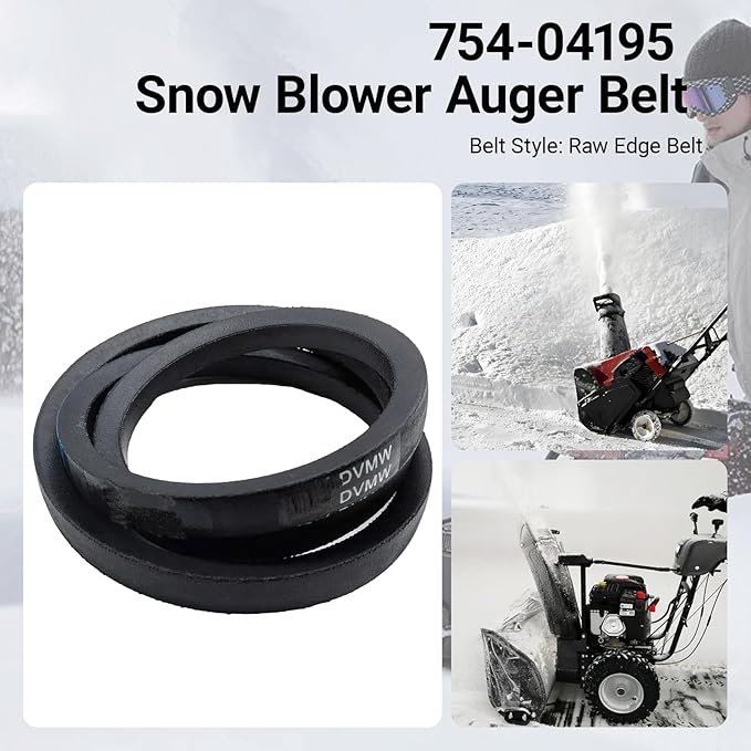 754-04195 954-04195A 1/2" x 37" Auger Drive Belt for Snow Throwers – Compatible with MTD, Troy-Bilt, Cub Cadet, Craftsman, Yard Man, Yard Machines Snow Blowers,Replaces 754-04195A 954-04195A(2/Pack)