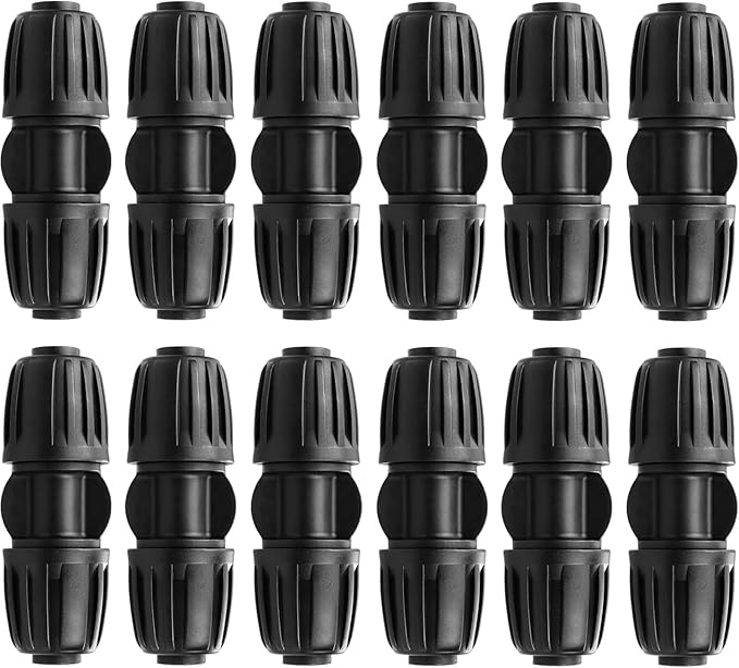 1/2 Inch Drip Fitting with 10 Barb Locking Coupler Connectors for Drip Proof Direct Connection of 1/2 Inch Irrigation Pipe (1/2" ID x0.640" OD) for Garden Irrigation Systems