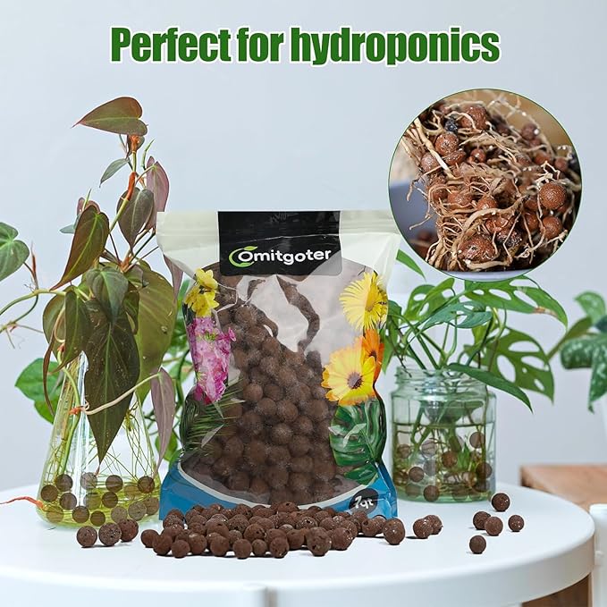 Clay Pebbles Leca Balls for Plants 4qt,6mm - 12mm Clay Balls for Hydroponic, Terrarium, Potted Plants, Lightweight & Drainage