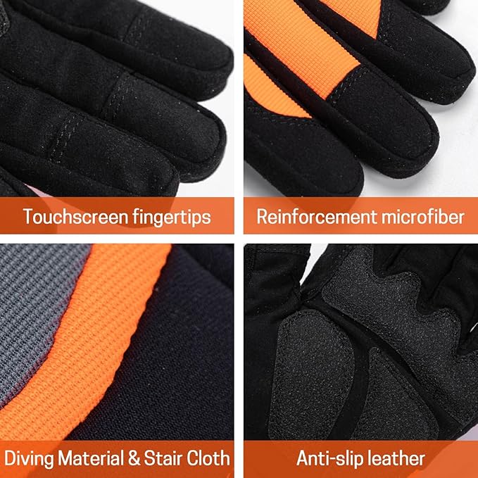 ANTI-CUT Chainsaw Gloves, Touchscreen Chainsaw Work Gloves, 12-Layer Protection on Left Hand Back Only, All Purpose
