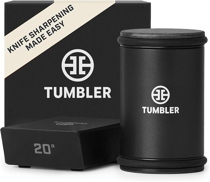 TUMBLER Pro Rolling Knife Sharpener™ - Knife Sharpening Made Easy - Rolling Knife Sharpening Kit with Removable Disc System - Includes 4-Layer Diamond Sharpening Disc & EdgeBoost Ceramic Disc (Black)