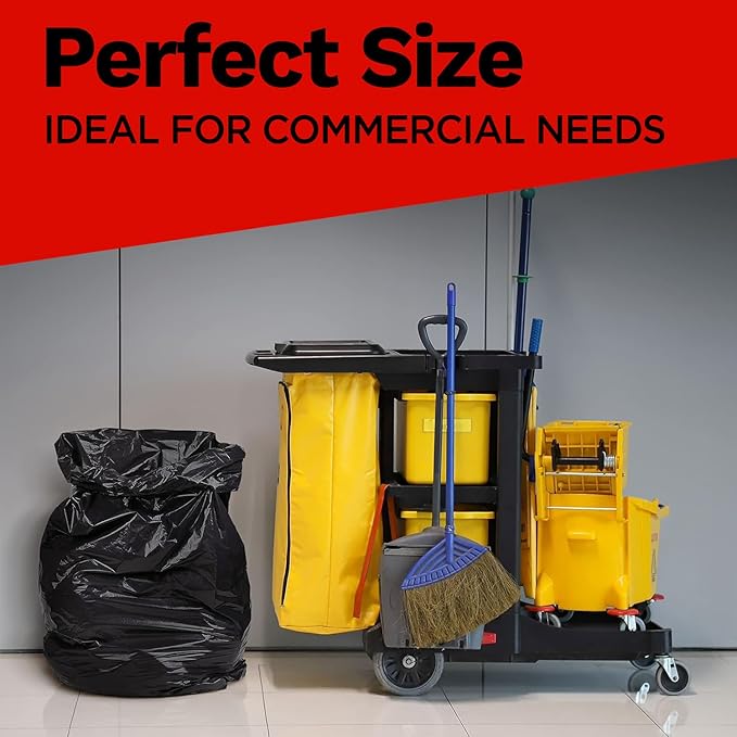 ToughBag 55 Gallon Trash Bags, 2.5 Mil Contractor Bags - 50 Count, Large 55-60 Gallon Trash Can Liners, Black Contractor Garbage Bags, 38 x 58" - Made in USA