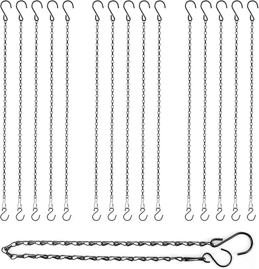 RIFNY Hanging Chains with Hooks, 15 Pieces 24 Inch Black Chain for Hanging Bird Feeders Planters Baskets Billboards Lanterns Wind Chimes Ornaments Outdoor/Indoor Use (24 inch 15pcs)
