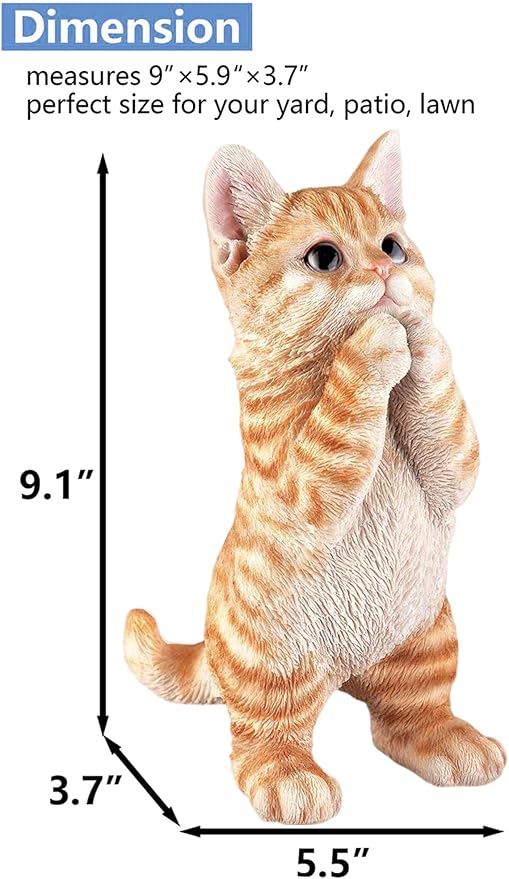 Outdoor Cat Statue Garden Decoration,Cute Prayer Orange Cat Figurine Art Interior Office Home Décor,Animal Resin Sculpture Art Decoration For Garden Yard Lawn,Resin Cat Figurine For Cat Lovers