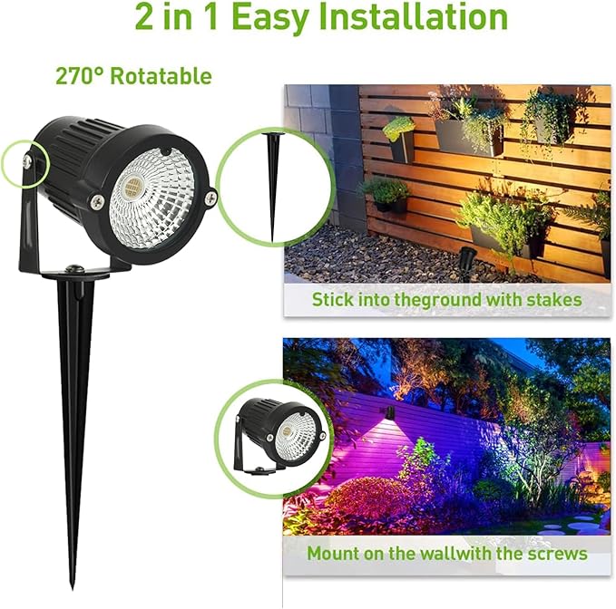 Low Voltage Landscape Lights Color Changing RGB 5W DC12V LED Landscape Lighting Outdoor Waterproof Spotlight Remote Control for Garden Pathway Christmas Decorative Light(8, Multi-Colored)