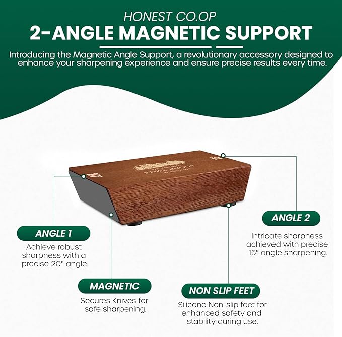 Rolling Knife Sharpener Kit – Adjustable 15° & 20° Magnetic Angles – Diamond & Ceramic Wheel Blade Sharpener – Premium Wood Base for Professional Knife Sharpening