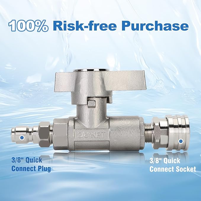 Ball Valve Pressure Washer, DN10 Ball Valve, 3/8" High Pressure Ball Valve for Power Washer Hose, 5000 PSI (3/8" Female BSP)