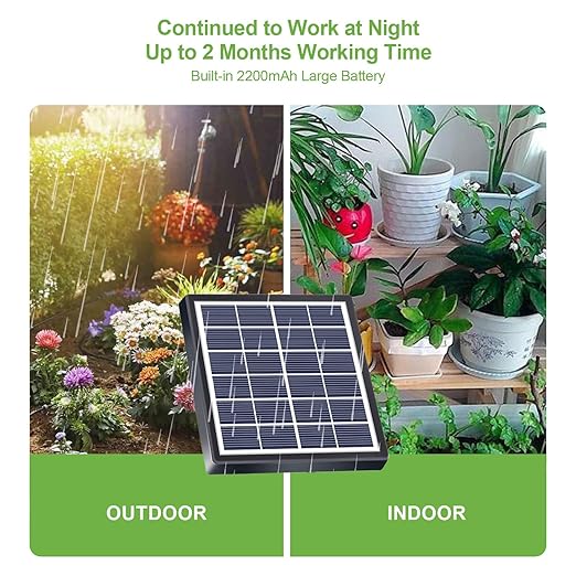 Lewisia 2W Solar Automatic Drip Irrigation Kit with Timer Auto Watering System Solar Powered Auto-Irrigation Set for Garden Beds Patio Lawn Plants Greenhouse Flower 50FT for 15 Plants