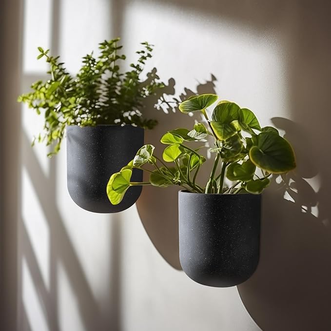 LA JOLIE MUSE Wall Hanging Planters for Indoor Plants,Hanging Flower Pots for Air Plants Succulent, Set of 2, 6 Inch, Weathered Gray
