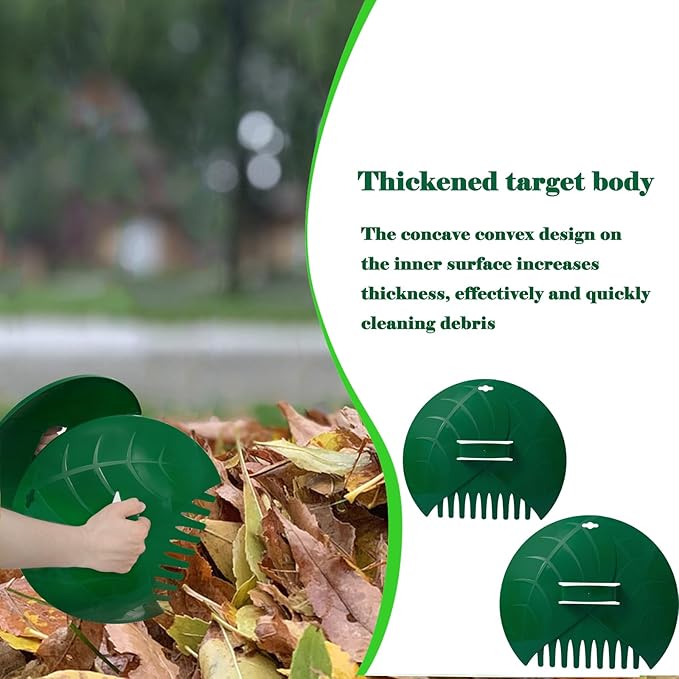 Eastrans 1set Leaf Scoops and Hand Rakes,Leaf Claws for Picking up Leaves,Grass Clippings and Lawn Debris,Dark Green,2pcs