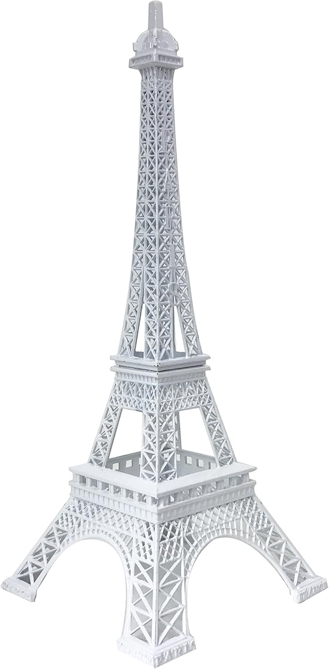 allgala 10" Eiffel Tower Statue Decor Alloy Metal, White