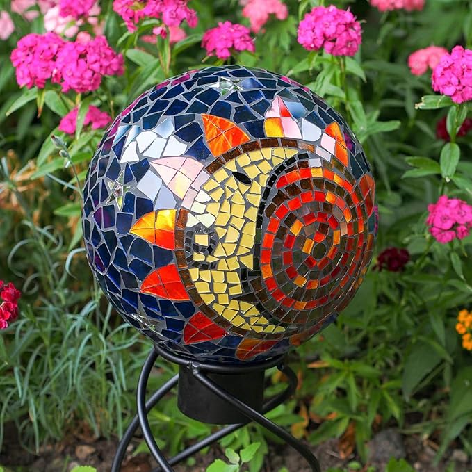 Echo Valley 8199 10-Inch Mosaic Glass Gazing Globe, Sun-Moon, Outdoor Décor